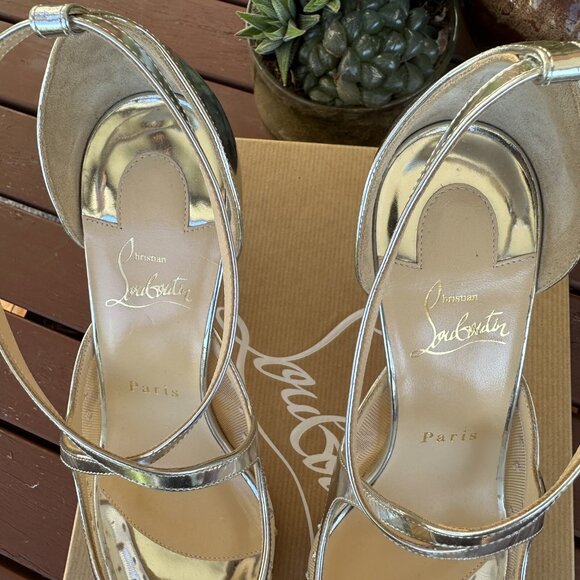 Christian Louboutin Twistissima Silver Mesh Strass Low Heels - Picture 7 of 16